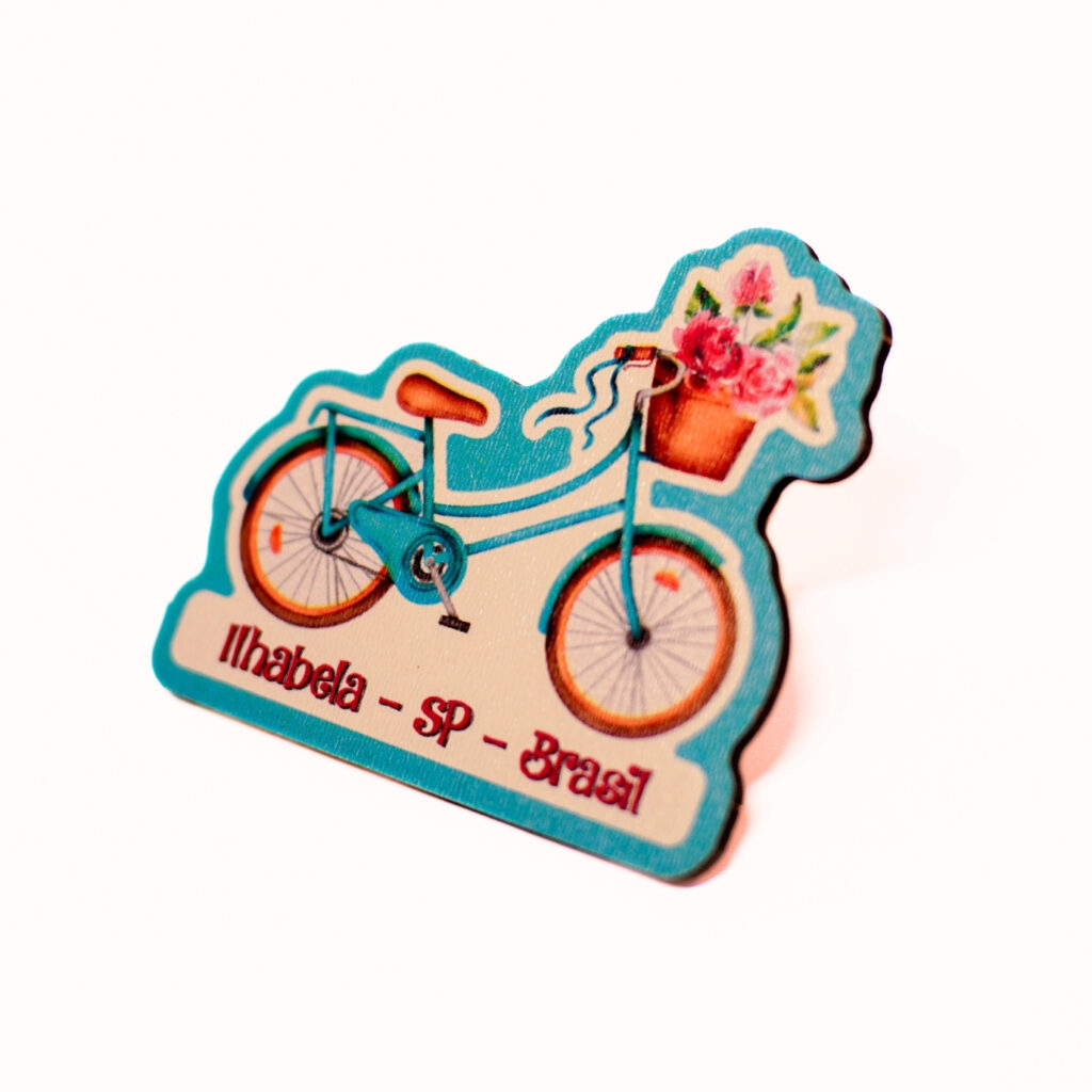 Ímã de geladeira MDF Ilhabela SP, souvenir turístico Arteria Brasil