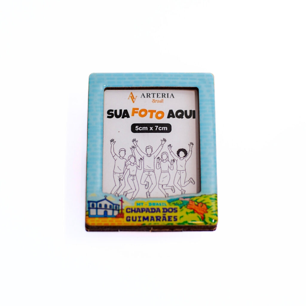 Mini porta retrato ímã MDF resinado personalizado, souvenir Arteria Brasil