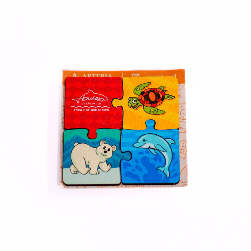 Kit ímã quebra-cabeça MDF personalizado, souvenir Arteria Brasil