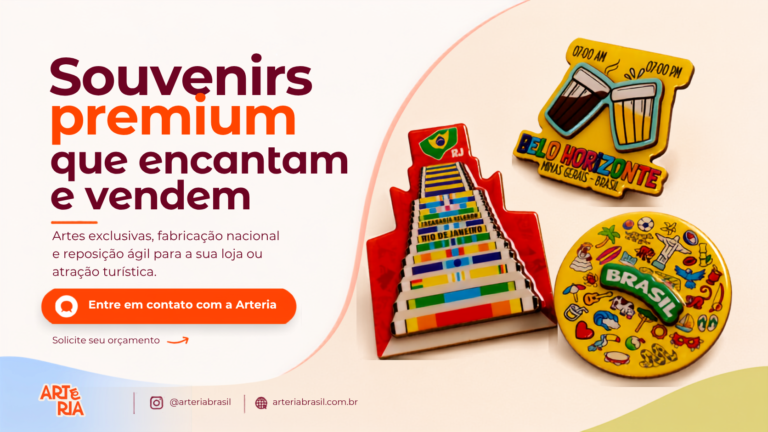 Fale com a Arteria Brasil, fabricante de souvenirs personalizados
